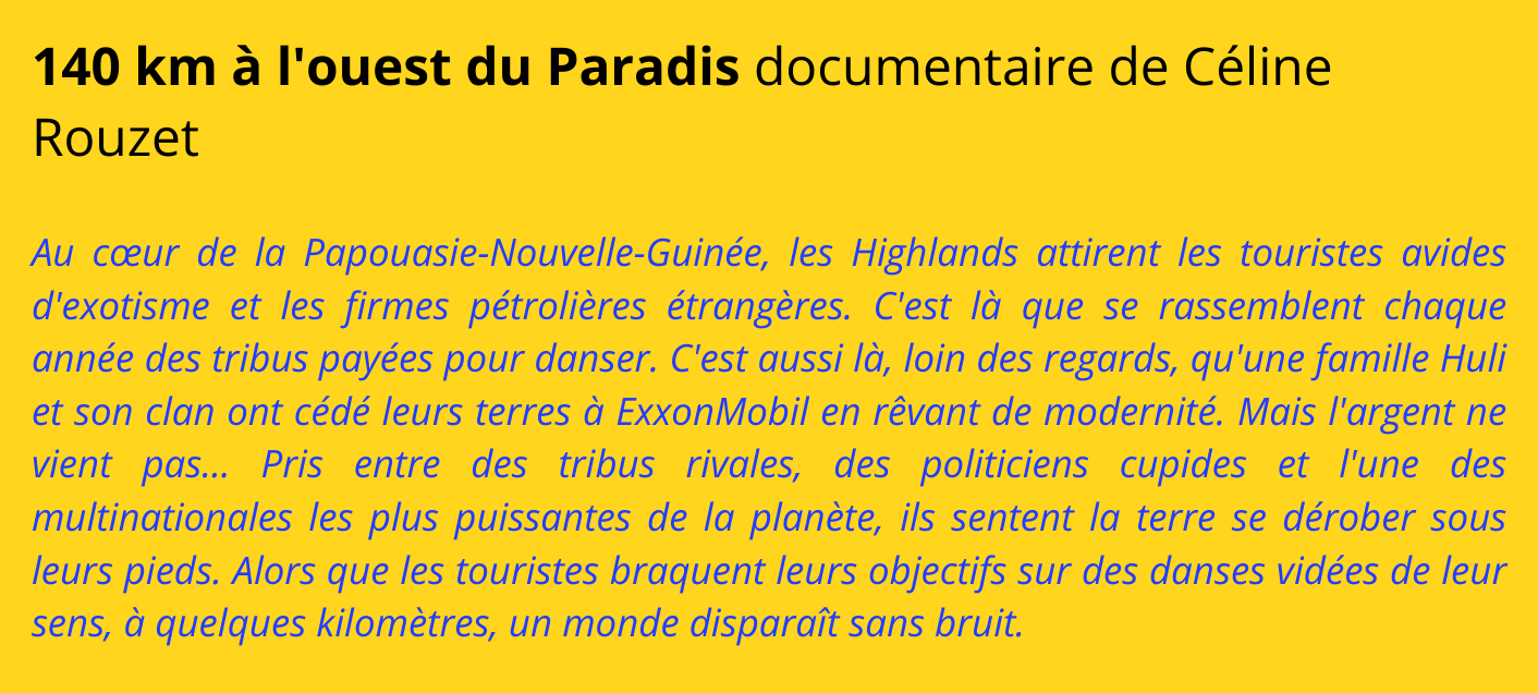 Projection documentaire 140Km à louest du Paradis MONTIGNY LE